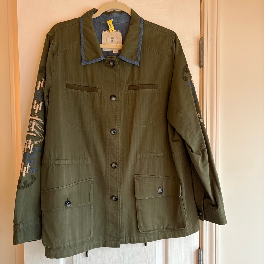 Hei Hei Anthropologie Utility Jacket with Beaded Detail